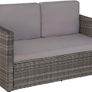 _Poly Rattan Lounge Set, 2-Seater Sofa with Backrest, Large Stool with Folding Support, Incl. Thick Cushions, Garden Furniture Set for Garden and Terrace Image 6