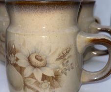 1980s Denby Pottery Mugs set of 5