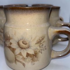 1980s Denby Pottery Mugs set of 5