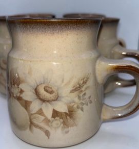 1980s Denby Pottery Mugs set of 5