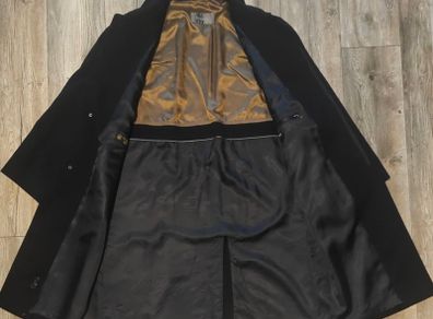 Men's Bugatti Wool & Cashmere Overcoat Made in Germany Black Vintage