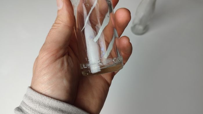 385 - Set of 2 Vintage Collectible Decorative Clear Glass Cantrell and Cochrane Mineral Bottles
