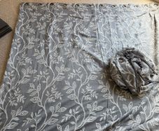 Luxury Grey Embroidered Eyelet Curtains