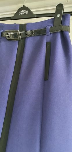 M&S A-line cobalt skirt with belt Sz 6 UK