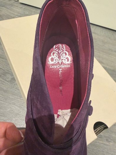 Purple suede ankle boots