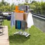 NEW SALE | 3 Tier Clothes Airer, Foldable Clothes Horse with 2 Wings, Rolling Clothes Drying Rack Image 3