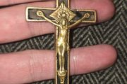 Antique Brass and Ebony Crucifix Pendant
