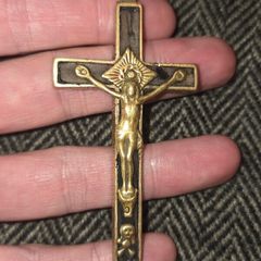 Antique Brass and Ebony Crucifix Pendant