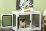 Dog Crate, incl. Soft Mat, 2 Doors, Lockable, Steel, White, 94 x 60 x 71.5 cm