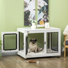 Dog Crate, incl. Soft Mat, 2 Doors, Lockable, Steel, White, 94 x 60 x 71.5 cm