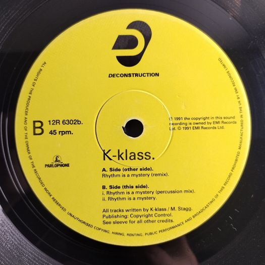 K-Klass  - Rhythm Is A Mystery - Deconstruction Records - Incl. PROPER Mix! UK Piano House CLASSIC!