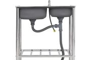 Camping Sink Double Basins with Tap Stainless Steel