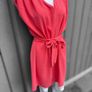 Pre Owned Estee Brown Coral V-Neck Padded Shoulder Mini Dress with Tie Belt Image 3