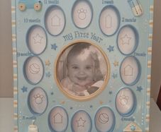 Blue Babys First Year Photo Frame