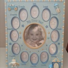 Blue Babys First Year Photo Frame