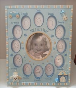 Blue Babys First Year Photo Frame