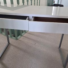 Slimline white gloss study/laptop desk