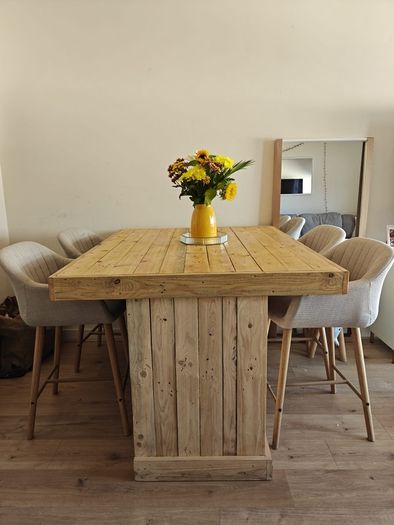 Rustic kitchen island with double overhang