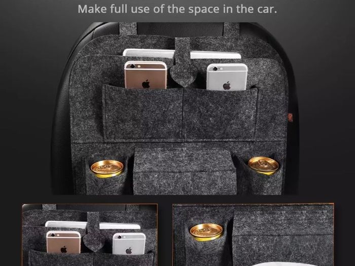 New Car Seat Storage Bag Back Seat Organizer Box Pad Cups Drink Holder Fabric Child Anti-kick Car Accessories Car Decoration
