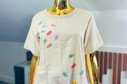 Textured cotton linen blend top with prints