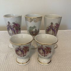 Vintage French Porcelain Wine & Sherry/Port Goblets