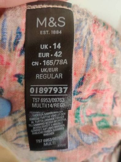 M&S Collection floral linen pants size UK14 Regular EU42 Regular Postage included