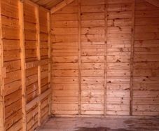 8ft x 6ft . Stored inside since dismantled . Felt roof