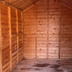 8ft x 6ft . Stored inside since dismantled . Felt roof
