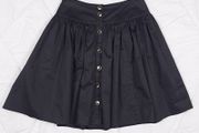 Reiss Black Button Front Gathered High Waisted Flared Mini Skirt 6UK/34EU