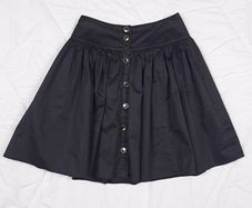 Reiss Black Button Front Gathered High Waisted Flared Mini Skirt 6UK/34EU