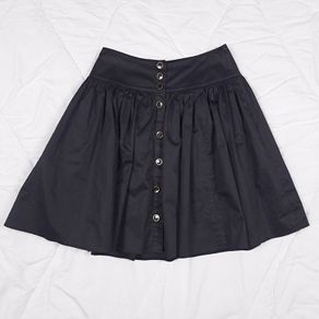 Reiss Black Button Front Gathered High Waisted Flared Mini Skirt 6UK/34EU