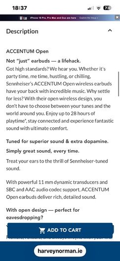 Sennheiser ACCENTUM Open Wireless Earbuds| Black