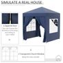 2x2m Popup Gazebo Marquee Party Tent Pavilion Blue with 4 Sides Image 5