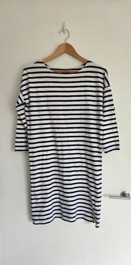 Patagonia Organic Cotton Navy & White Striped Breton Dress (Medium)