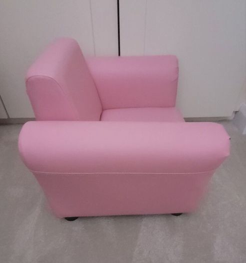 Toddler pink armchair and footstool