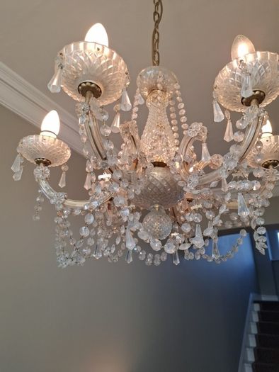 Vintage crystal 6 light chandelier