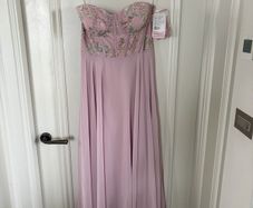 Dessy - strapless embroidered corset dress with chiffon skirt