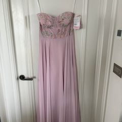 Dessy - strapless embroidered corset dress with chiffon skirt