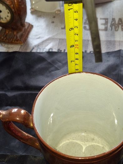 Very Large Antique Victorian Staffordshire Copper Lustreware 2 Handle Mug, 1830 to 1860 likely produced in England