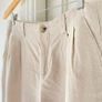 Stradivarius Wide-Leg Linen Blend Pleated Trousers Ecru Beige Image 3