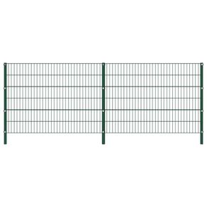 Fence Panel with Posts Iron 3.4x1.2 m Green