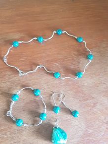 Stunning Sterling Silver and Malachite Set of 4