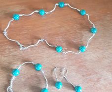 Stunning Sterling Silver and Malachite Set of 4