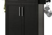 Kitchen Trolley Storage Cabinet with Wheels Multifunctional Sideboard Serving Trolley with Door and Drawer Stainless Steel Tray,