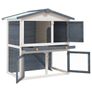 Outdoor Rabbit Hutch 3 Doors Grey Wood Image 3