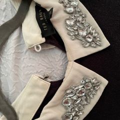Ted Baker navy and cream embellished collar