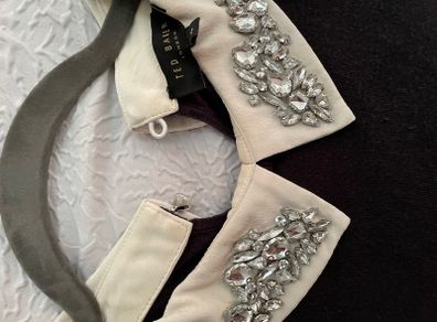 Ted Baker navy and cream embellished collar