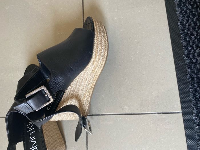 Calvin Klein black leather sandals