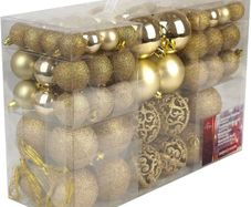Christmas tree plastic baubles, Gold, 100x (FREE SHIPPING)