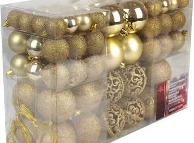 Christmas tree plastic baubles, Gold, 100x (FREE SHIPPING)